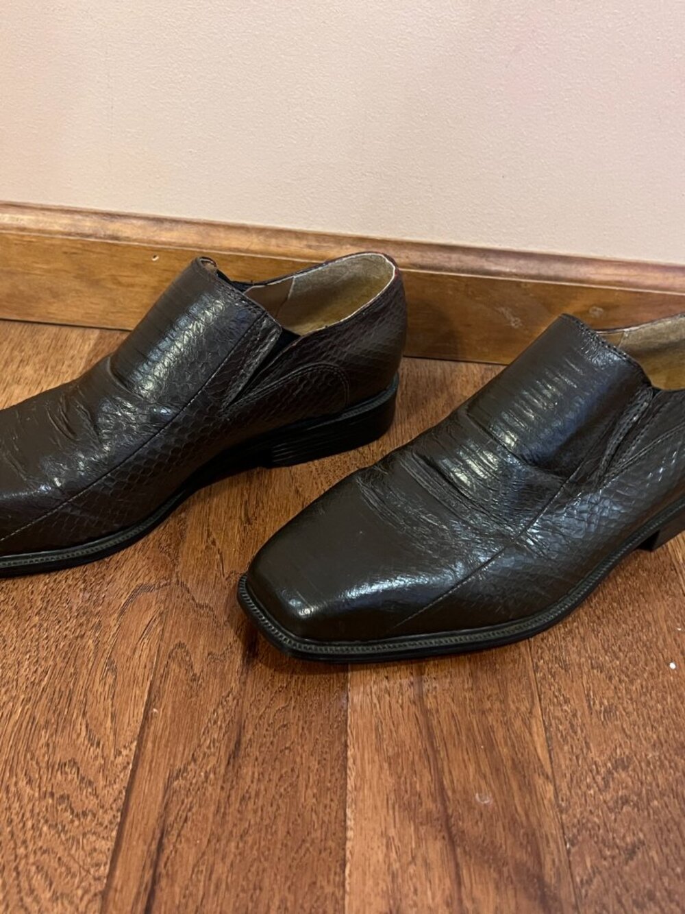 Men's genuine snake skin slip-on shoes